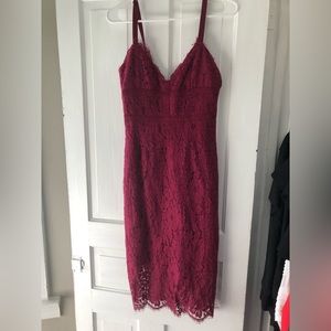 Red plum lace dress